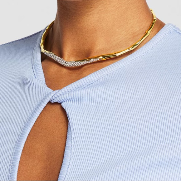 Skinny Collar Necklace Crystal Pavé Gold Solanales Alexis Bittar STYLE JA30 - Picture 2 of 5